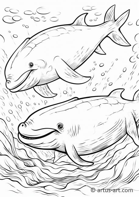 Cute Whales Coloring Page